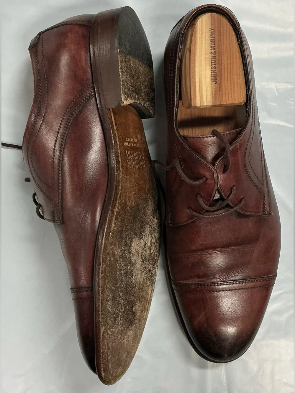 Johnston & Murphy Burnished Chestnut Brown Cap-Toe Derby PR26-10